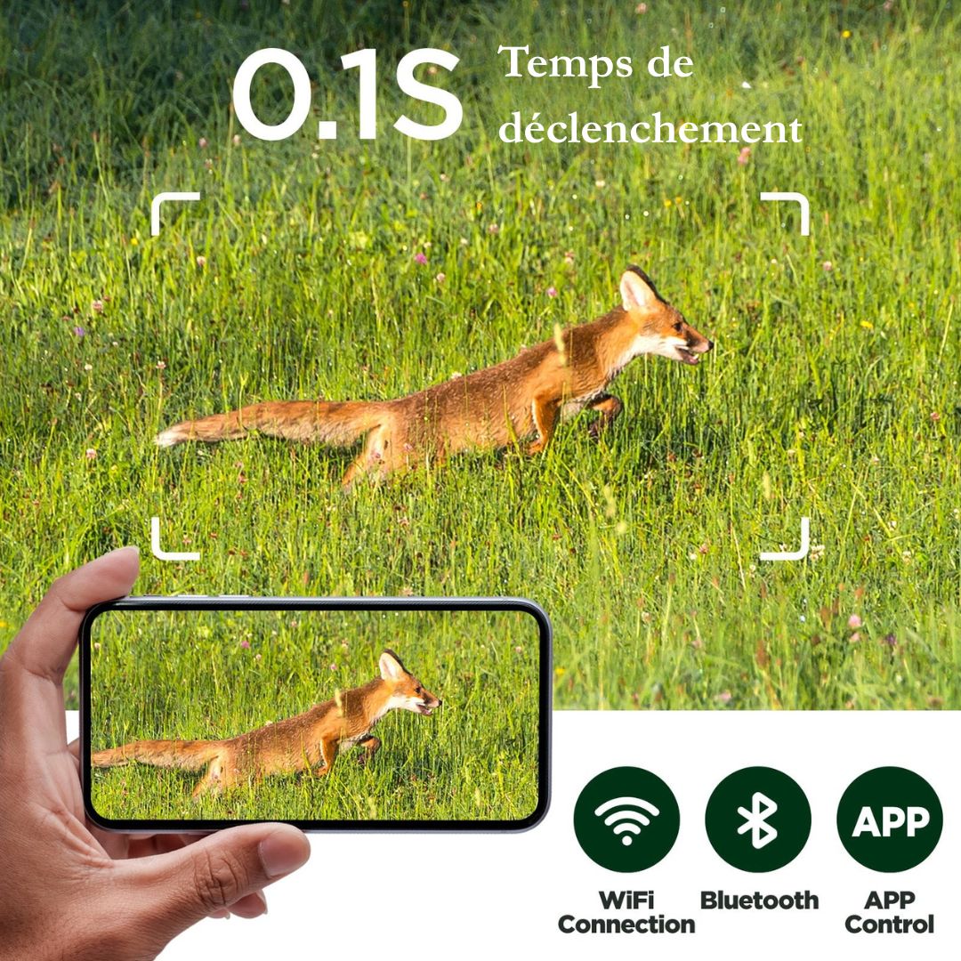 Caméra de surveillance Naturecams 4K HD Wi-Fi à double objectif, alimentée par énergie solaire, pour la chasse aux cerfs